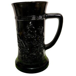 VINTAGE INDIANA TIARA BLACK GLASS BEER MUG TANKARD STEIN 6"
